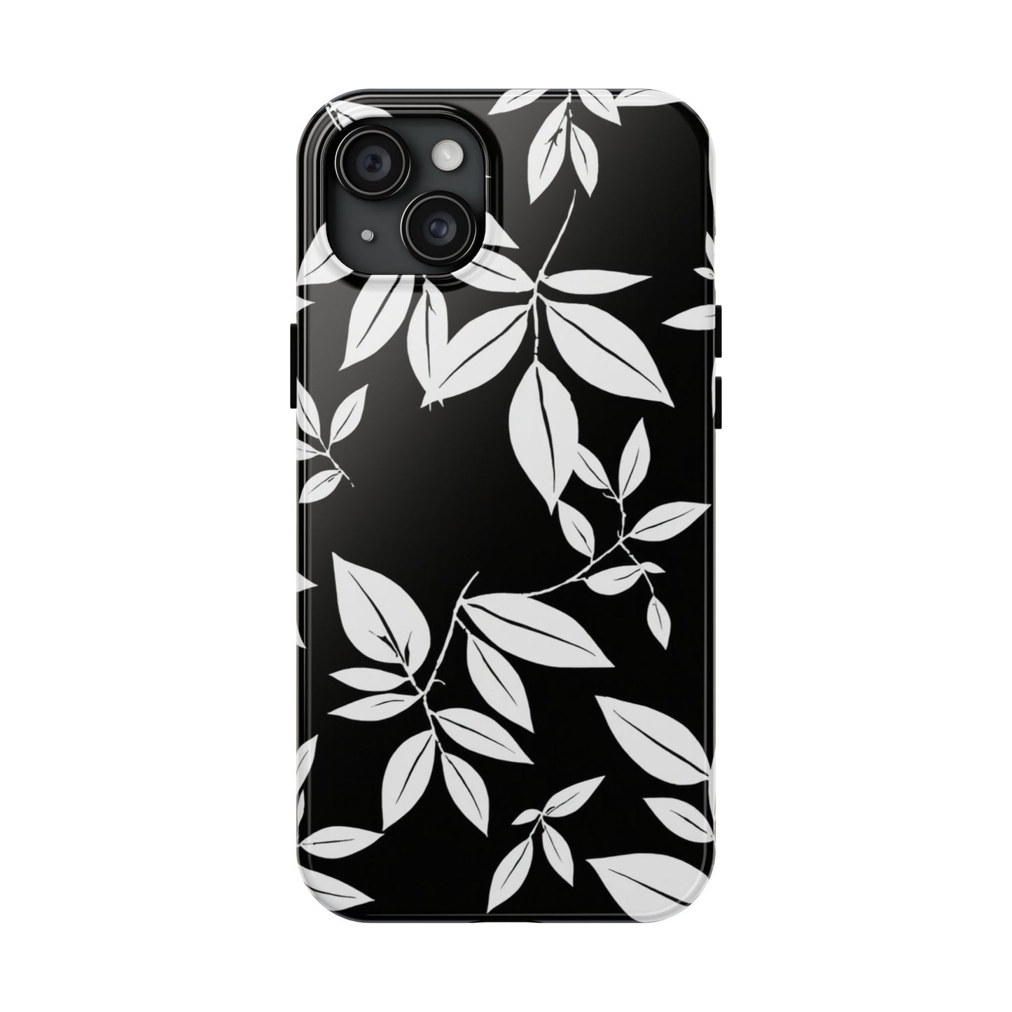 Chic Floral Tough Phone Case - Elegant Black & White Design for Stylish Protection