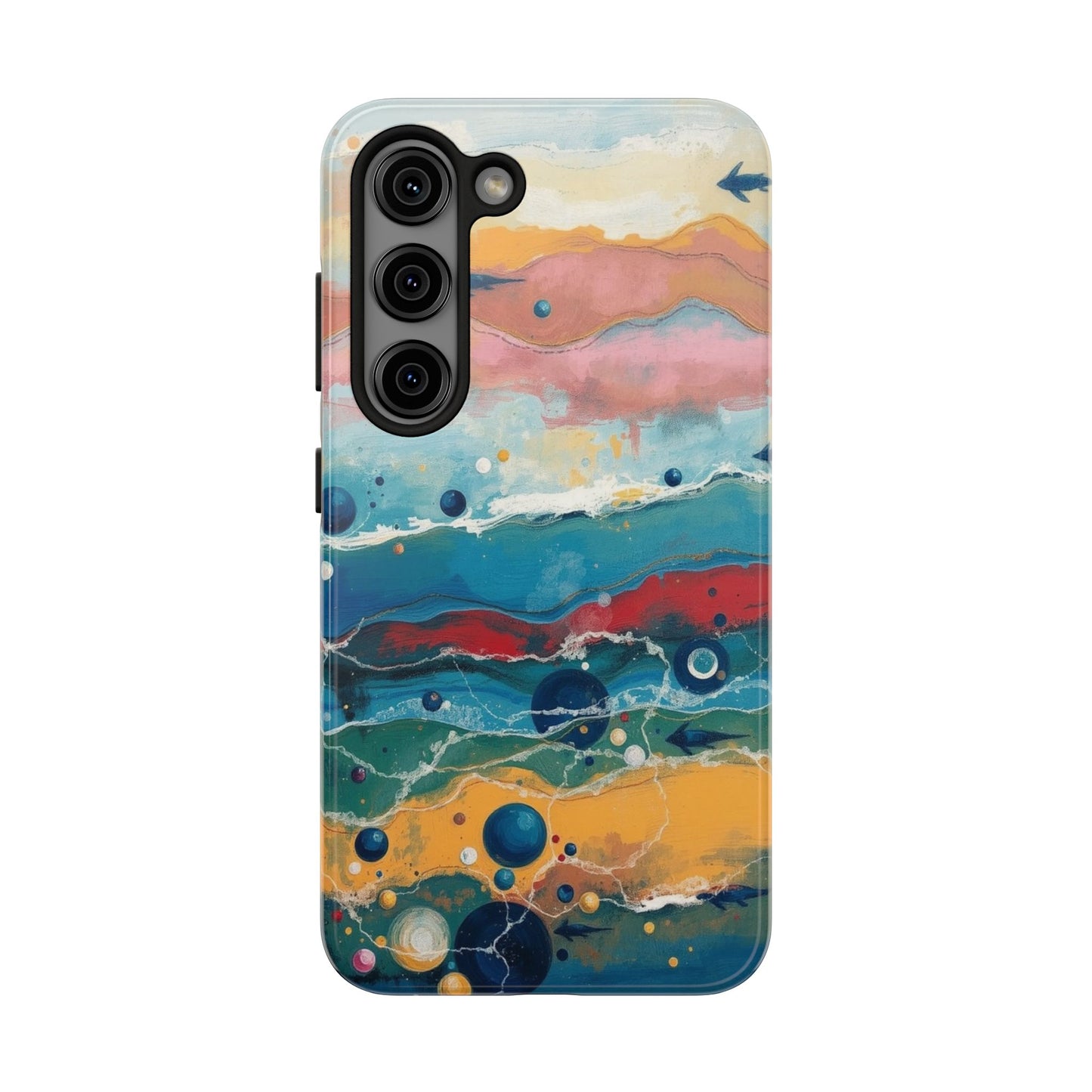 Artistic Tough Phone Case - Vibrant Waves Design for Unique Style