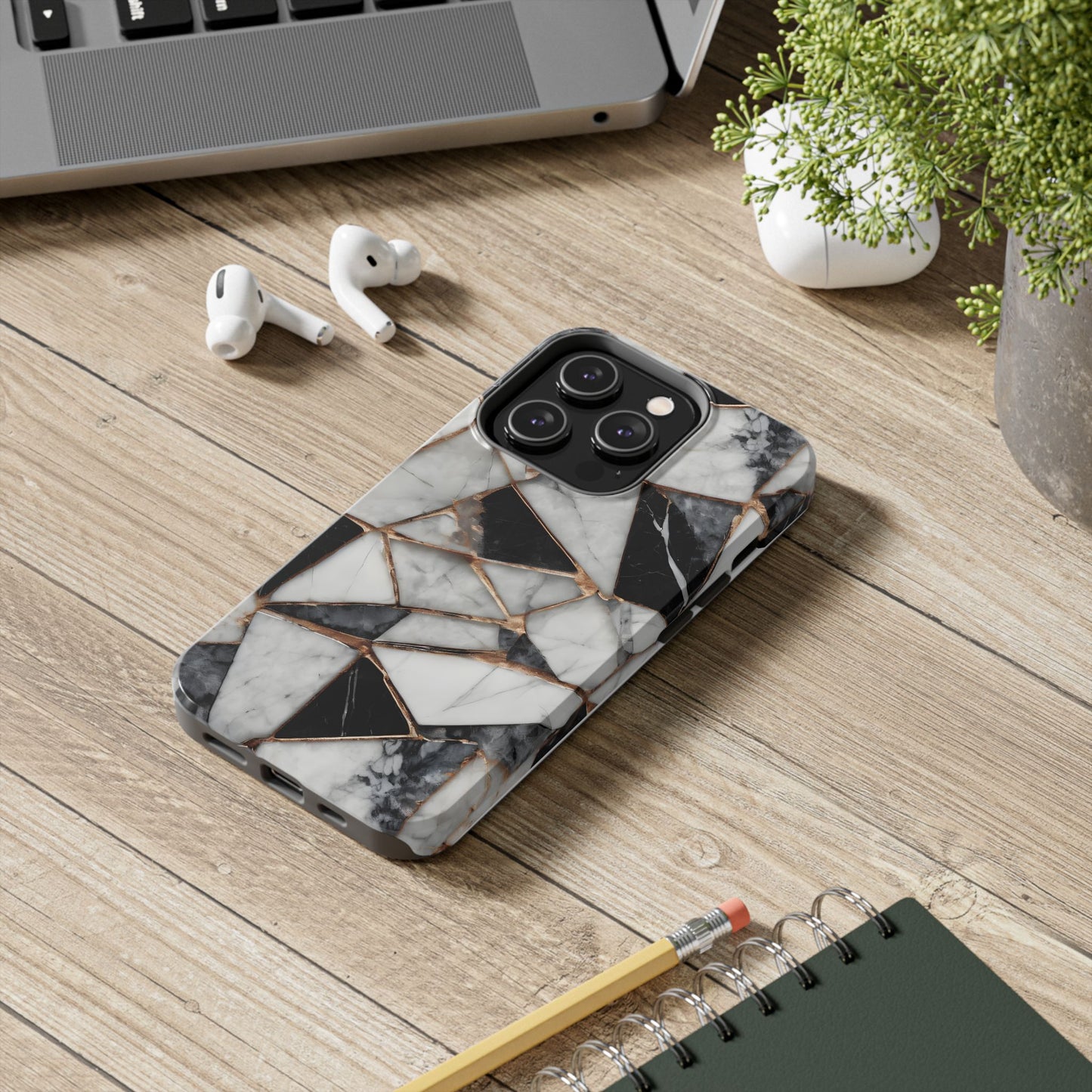 Elegant Marble Tough Phone Case - Stylish Protection for iPhone