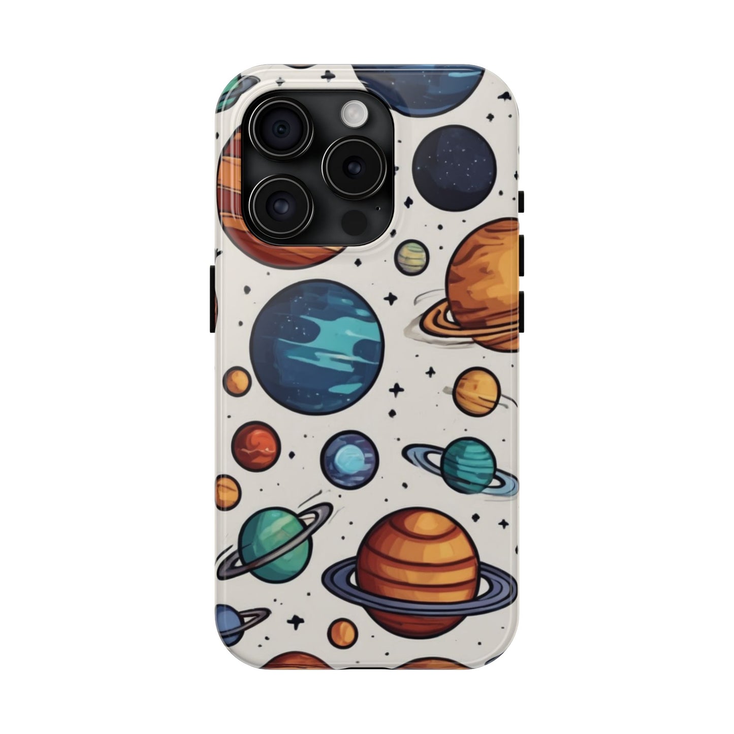 Cosmic Galaxy Tough Phone Case - Planetary Cartoon Design - for iPhone