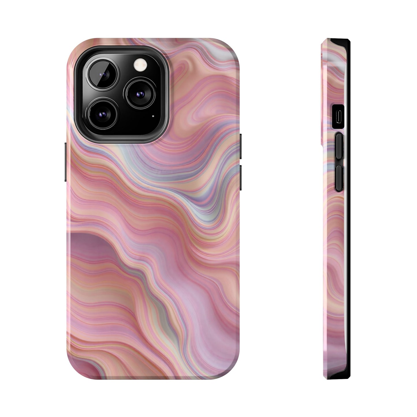 Stylish Tough Phone Cases - Abstract Pink Marble Design