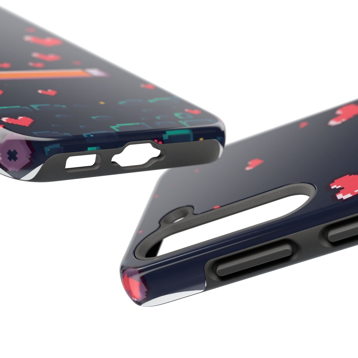 Pixel Heart Tough Phone Case - Retro Gamer Style for Valentine's Day