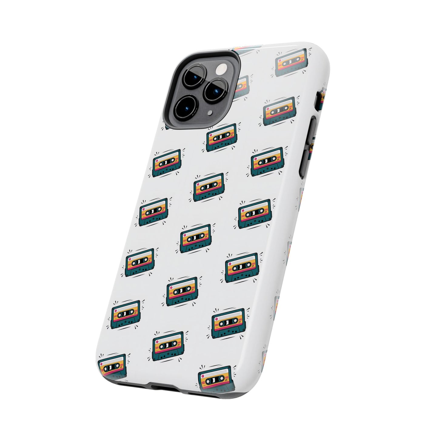 Retro Cassette Tape Phone Case Pattern - White