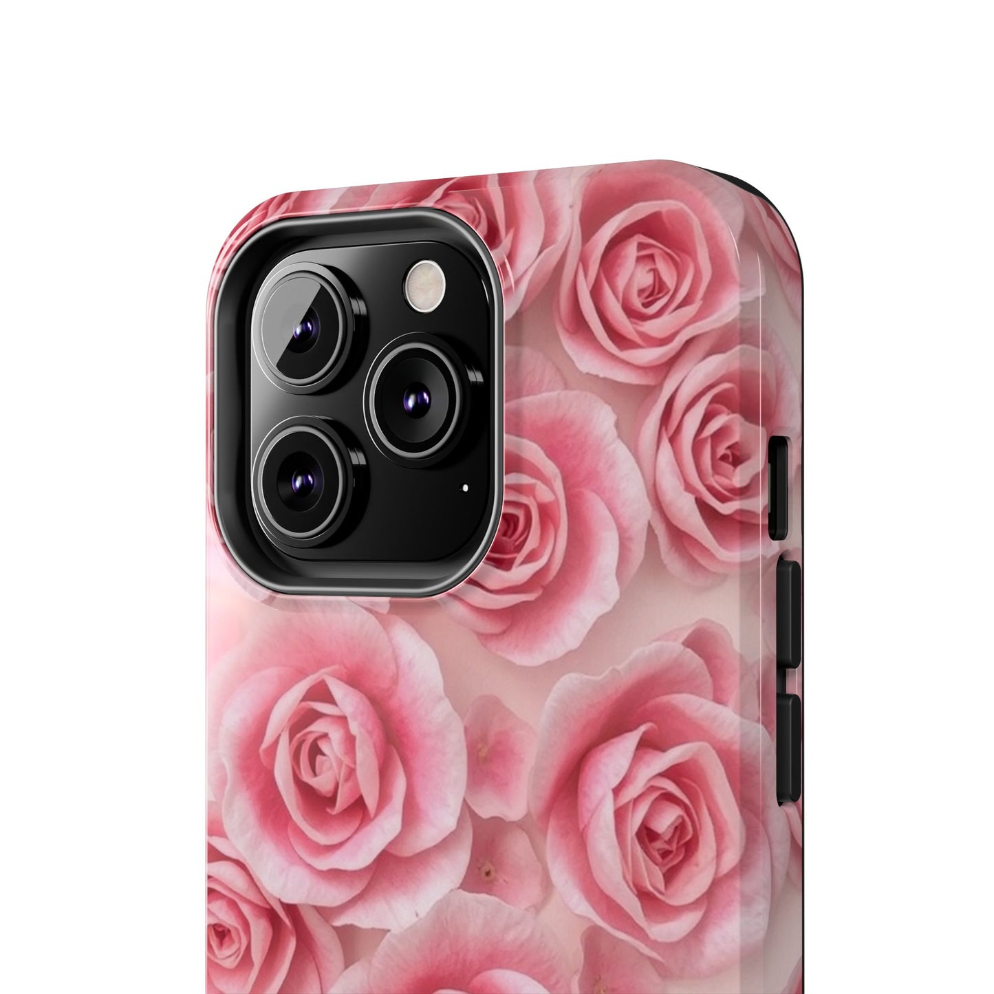 Floral Tough Phone Case - Pink Rose Design, Durable Protection for Flower Lovers