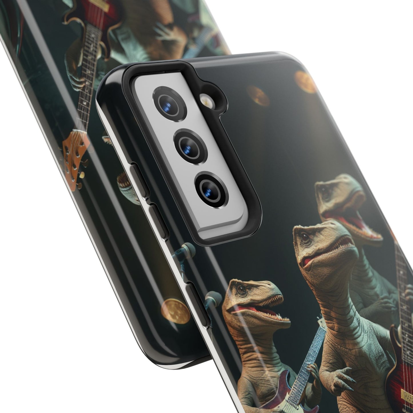 Rockin' Dinosaur Tough Phone Cases - Perfect for Music Lovers and Kids!