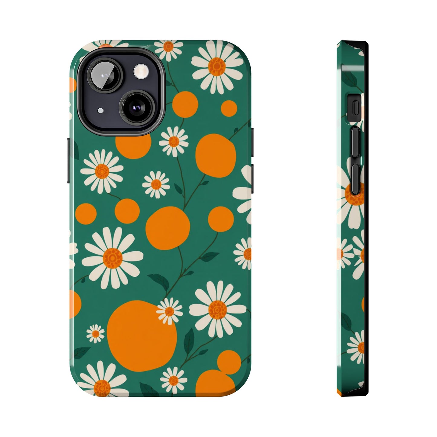 Floral Tough Phone Case - Daisy & Orange Design