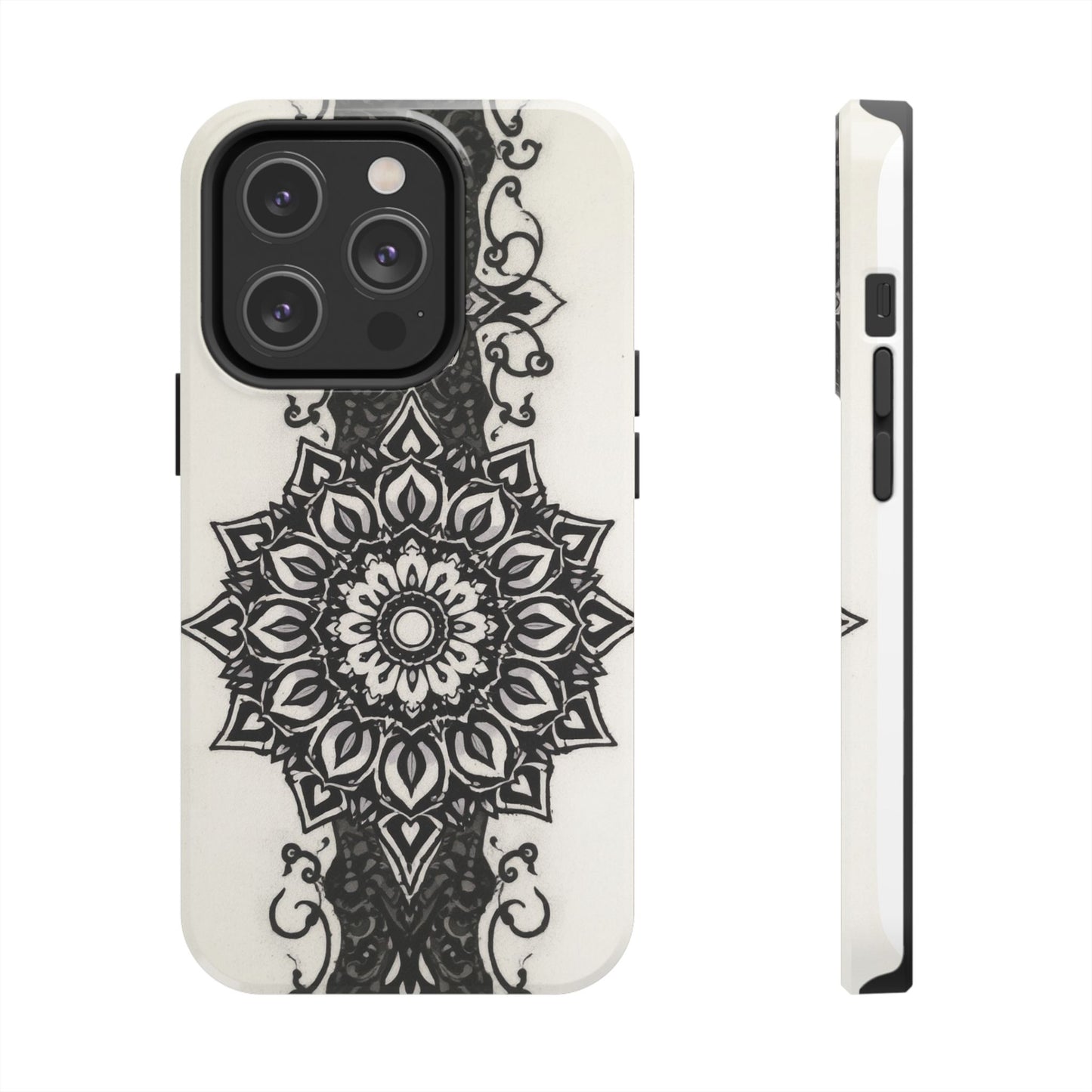 Stylish Tough Phone Cases with Dark Mandala Design - Durable and Unique Protection - for iPhone