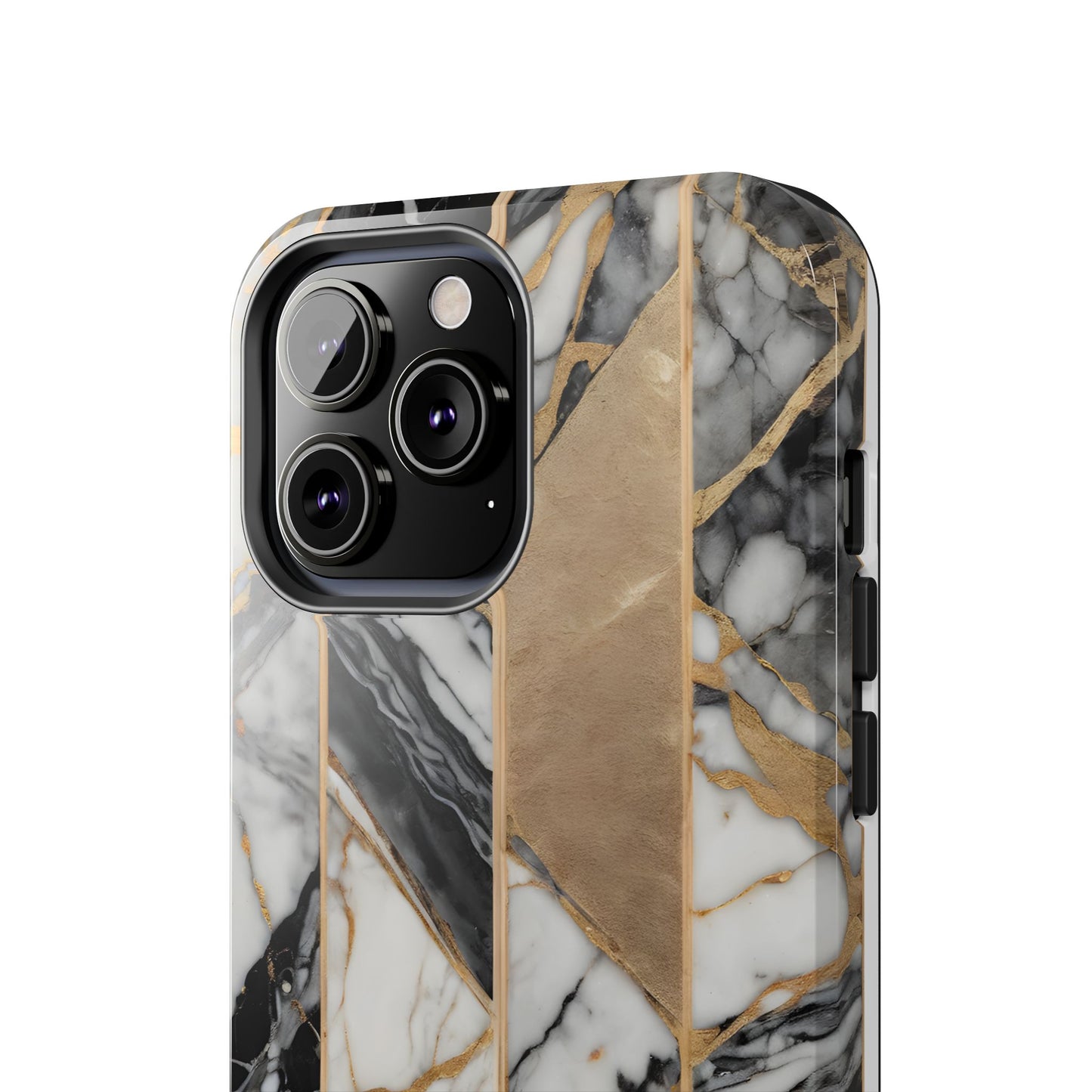 Marble Lines Tough Phone Case with Gold Accents - for iPhone