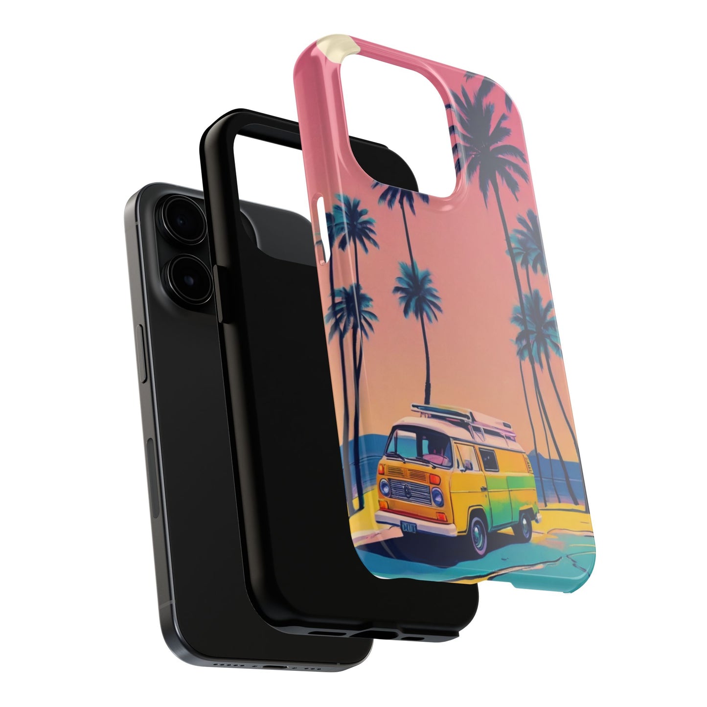 Tropical Beach Vibe Tough Phone Case - Vintage Van Design - for iPhone