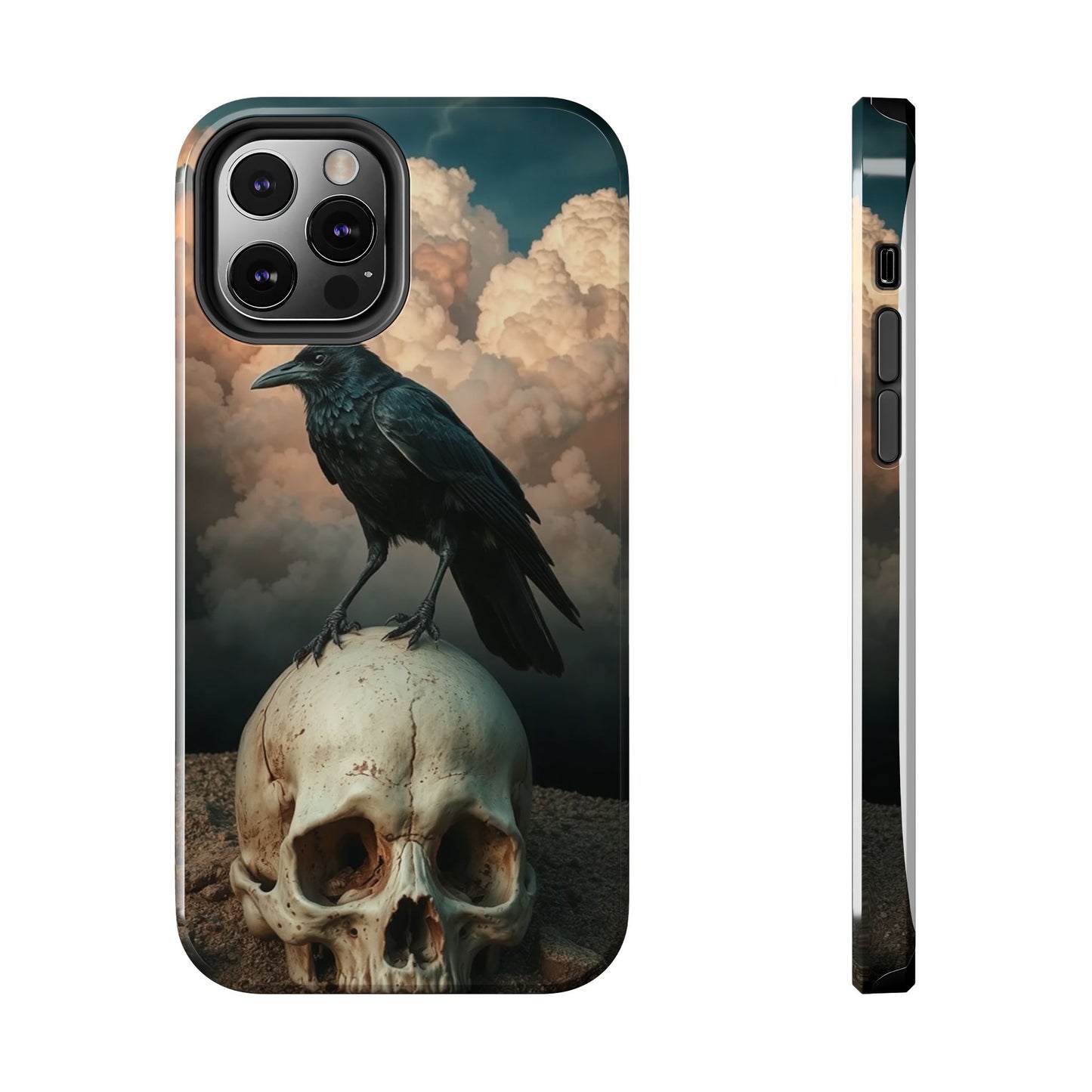 Gothic Raven Skull Tough Phone Case - Unique Protective Cover for Halloween Lovers