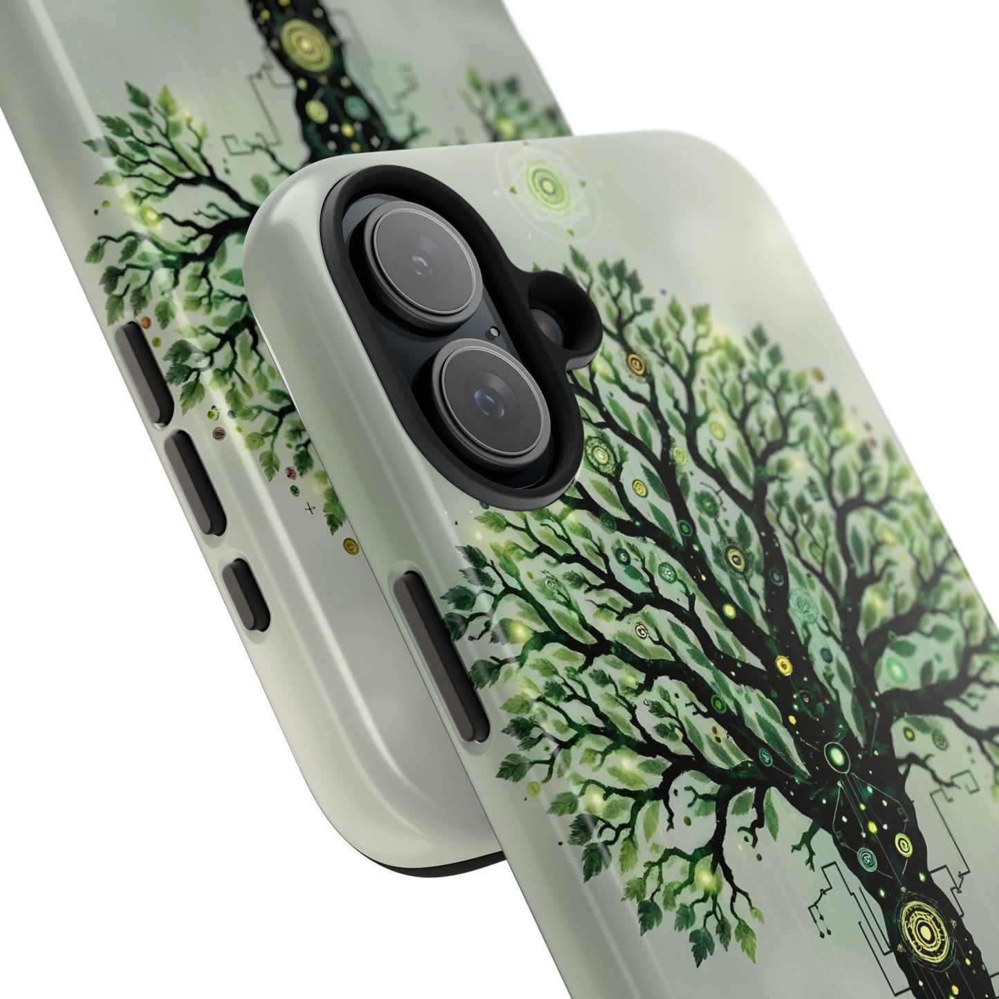 Nature-Inspired Tough Phone Case with Tech Tree Design - for iPhone