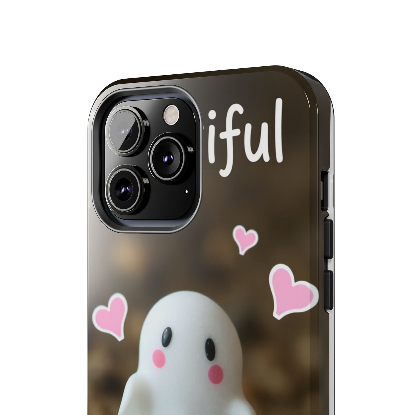 Cute Ghost Tough Phone Case - Beautiful Design with Heart Accents