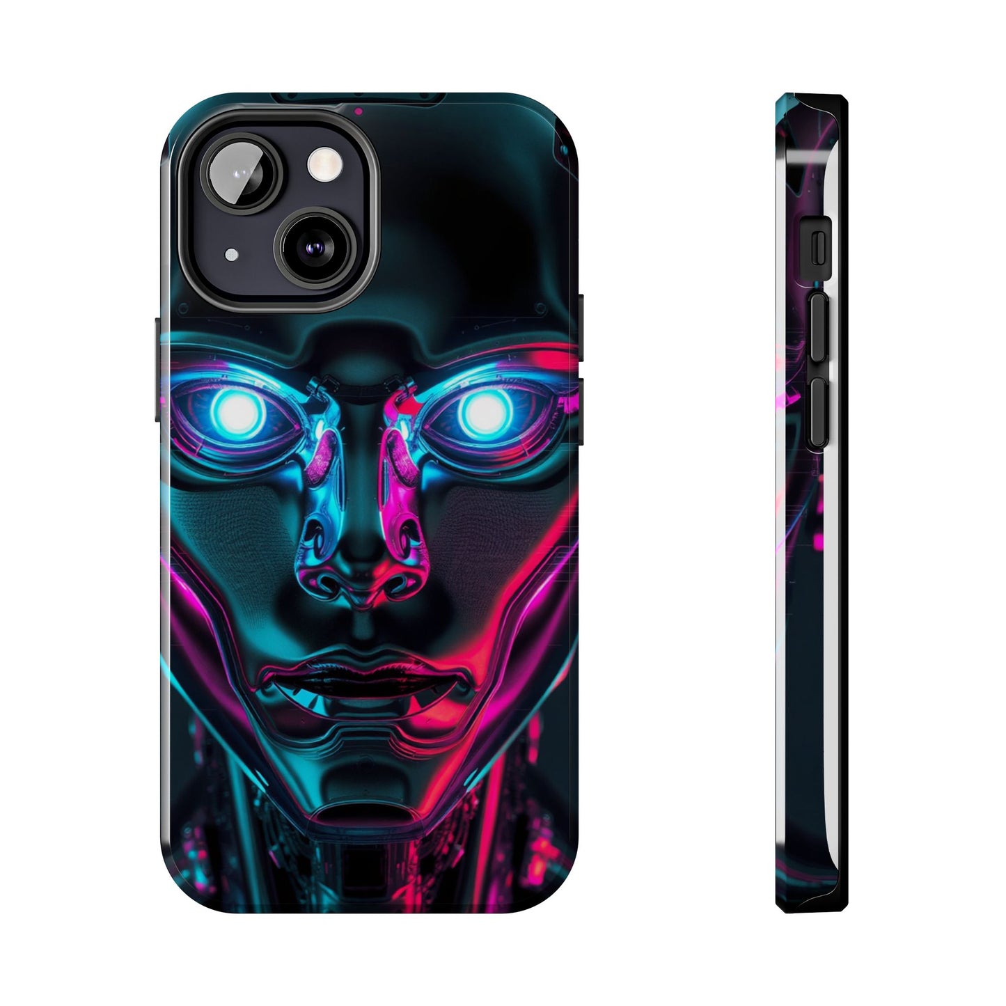Futuristic Phone Case, Tough Phone Cover, Cyberpunk Style, Robot Design, Gift for Tech Lovers, Unique Phone Accessories