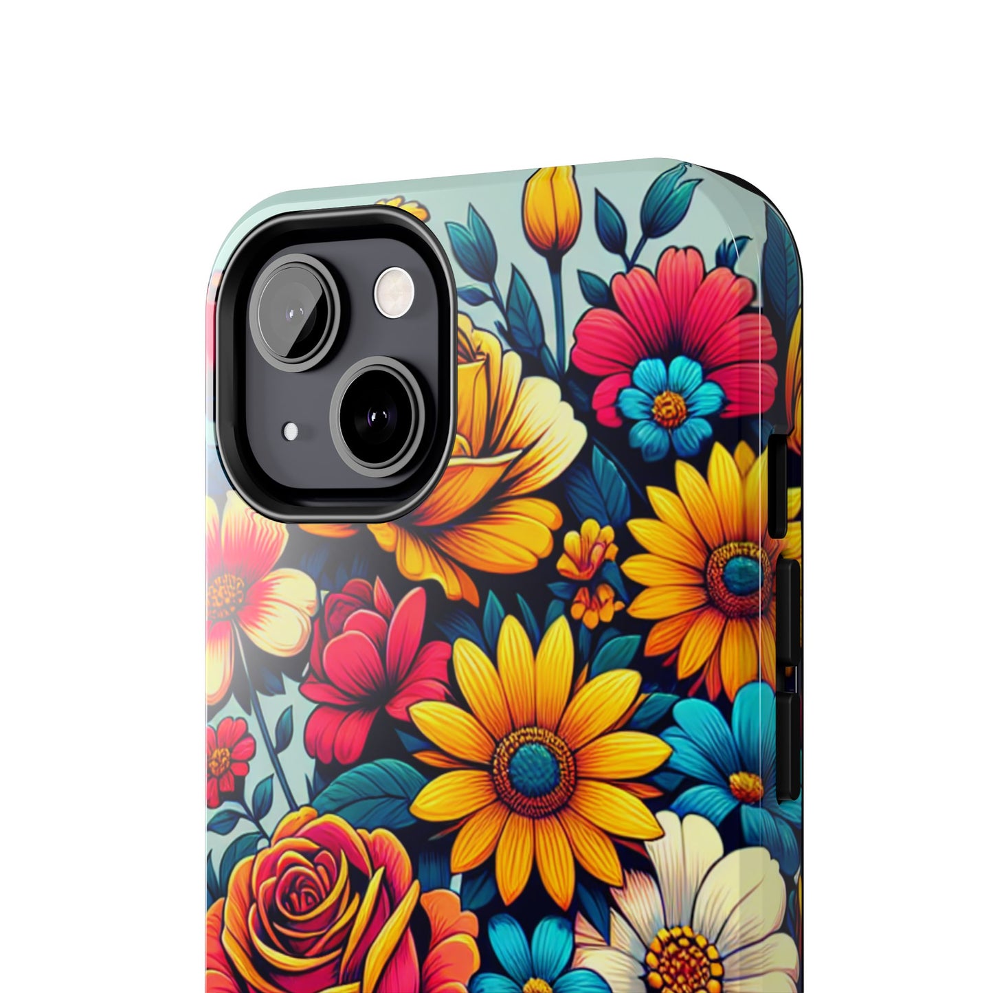 Vibrant Floral Tough Phone Case - Colorful Flower Design - for iPhone
