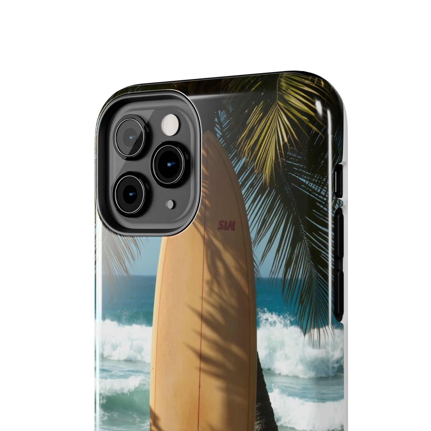 Tough Surfing Phone Case - Beach Vibes with Palm Trees & Surfboard