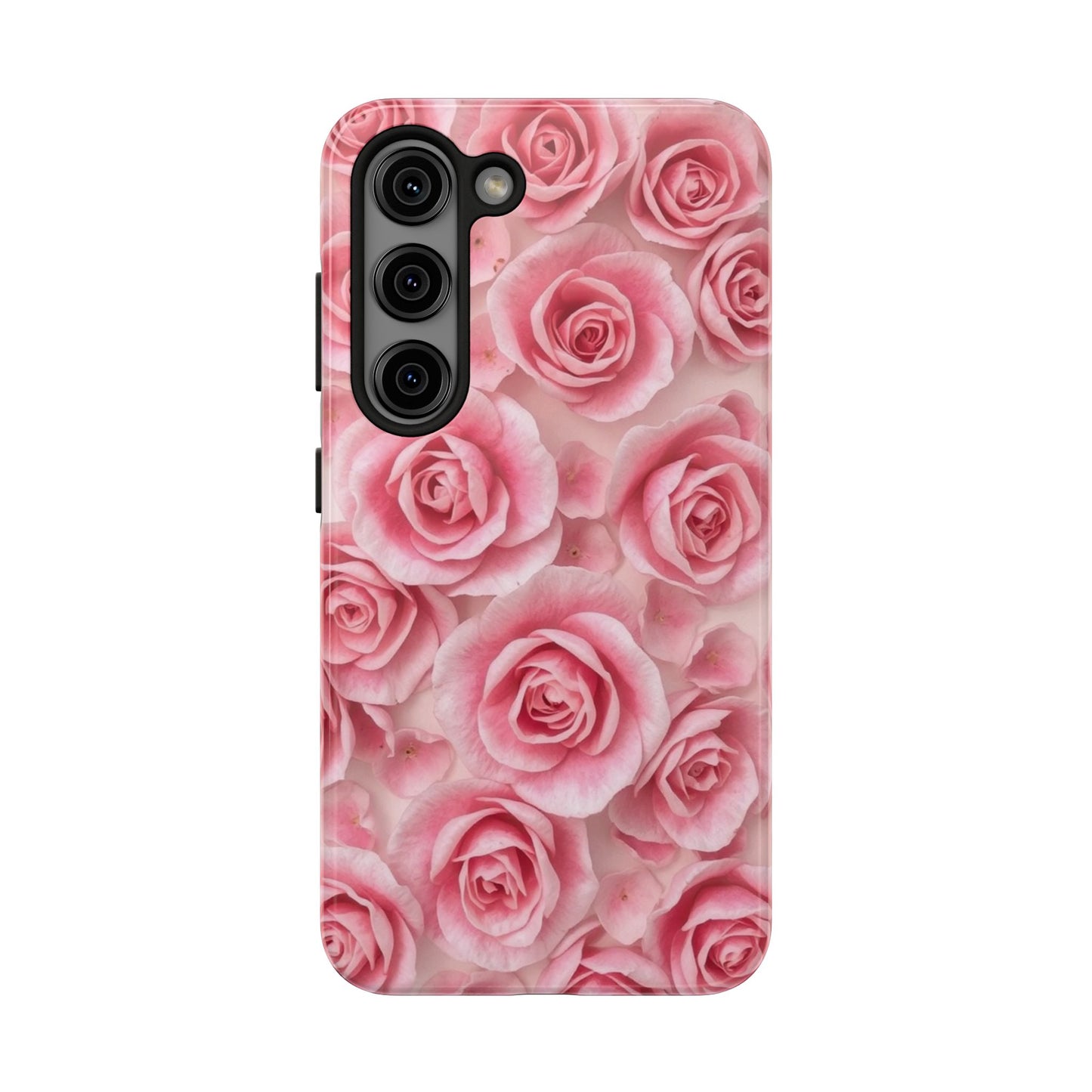 Floral Tough Phone Case - Pink Rose Design, Durable Protection for Flower Lovers