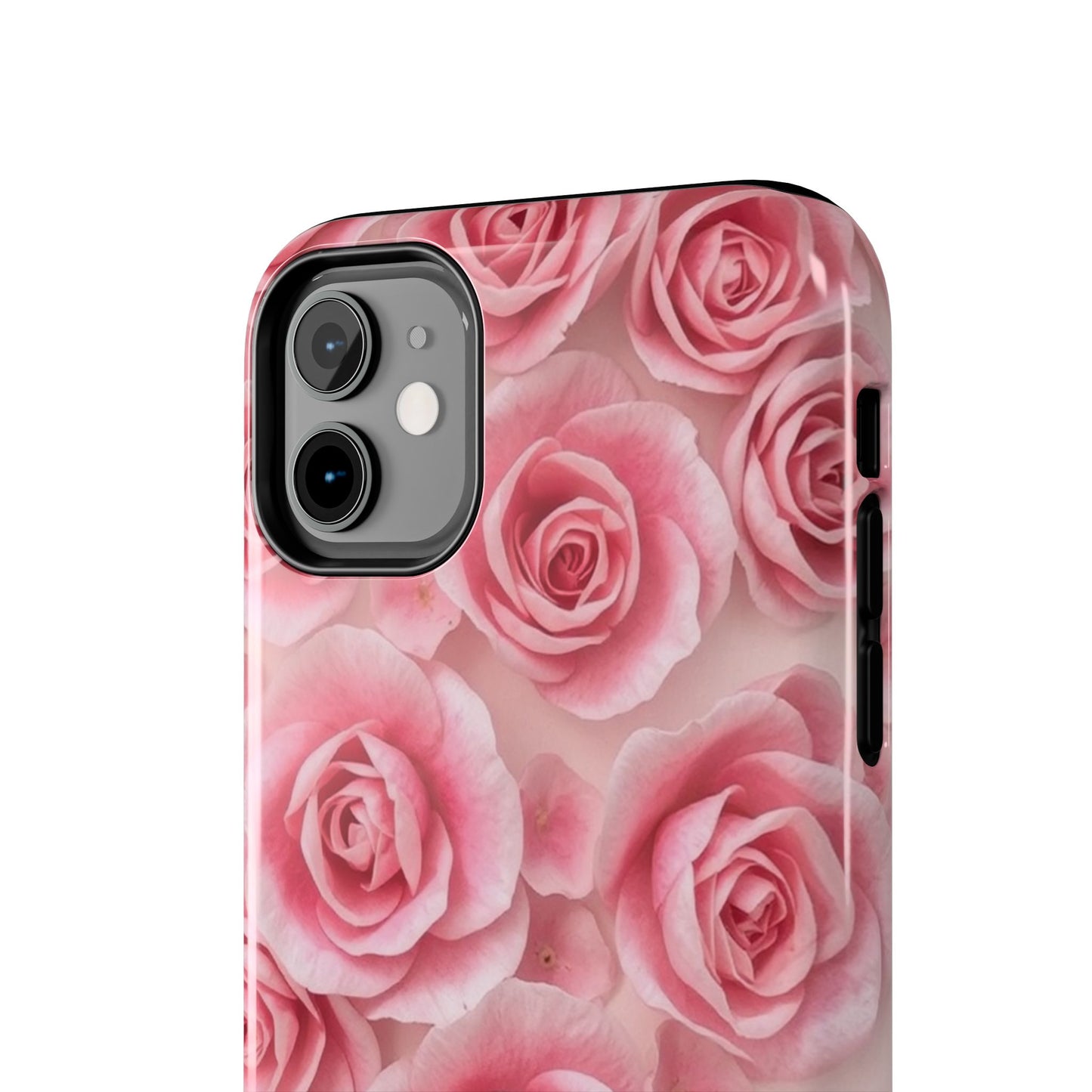 Floral Tough Phone Case - Pink Rose Design, Durable Protection for Flower Lovers