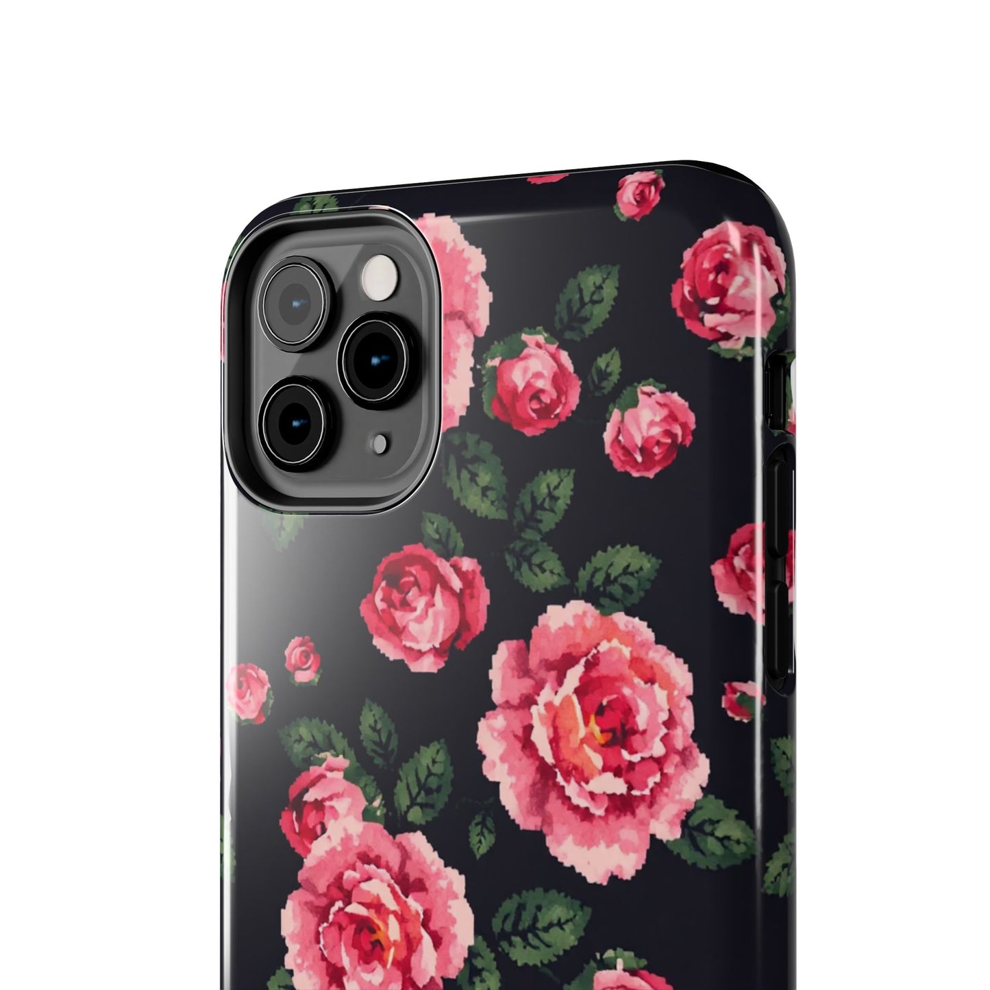 Pixelated Floral Tough Phone Case - Elegant Rose Design for Protection & Style - for iPhone