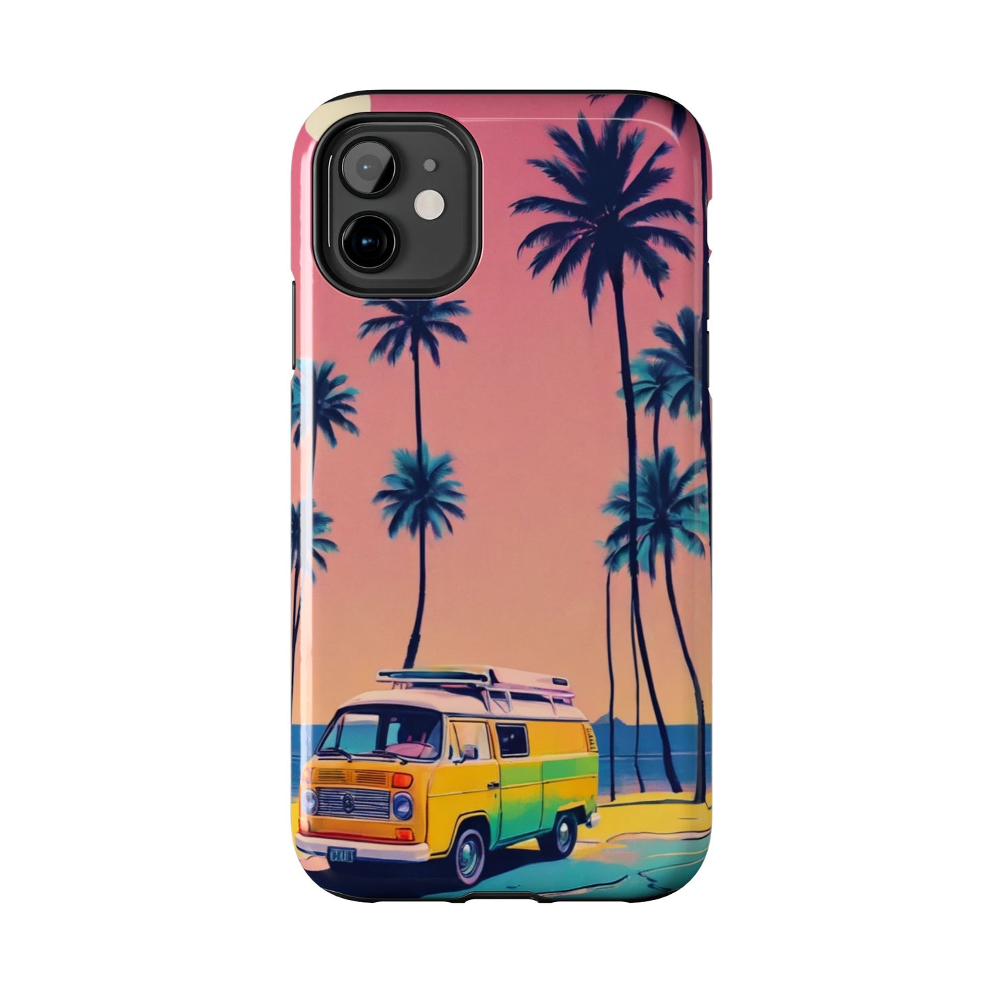 Tropical Beach Vibe Tough Phone Case - Vintage Van Design - for iPhone