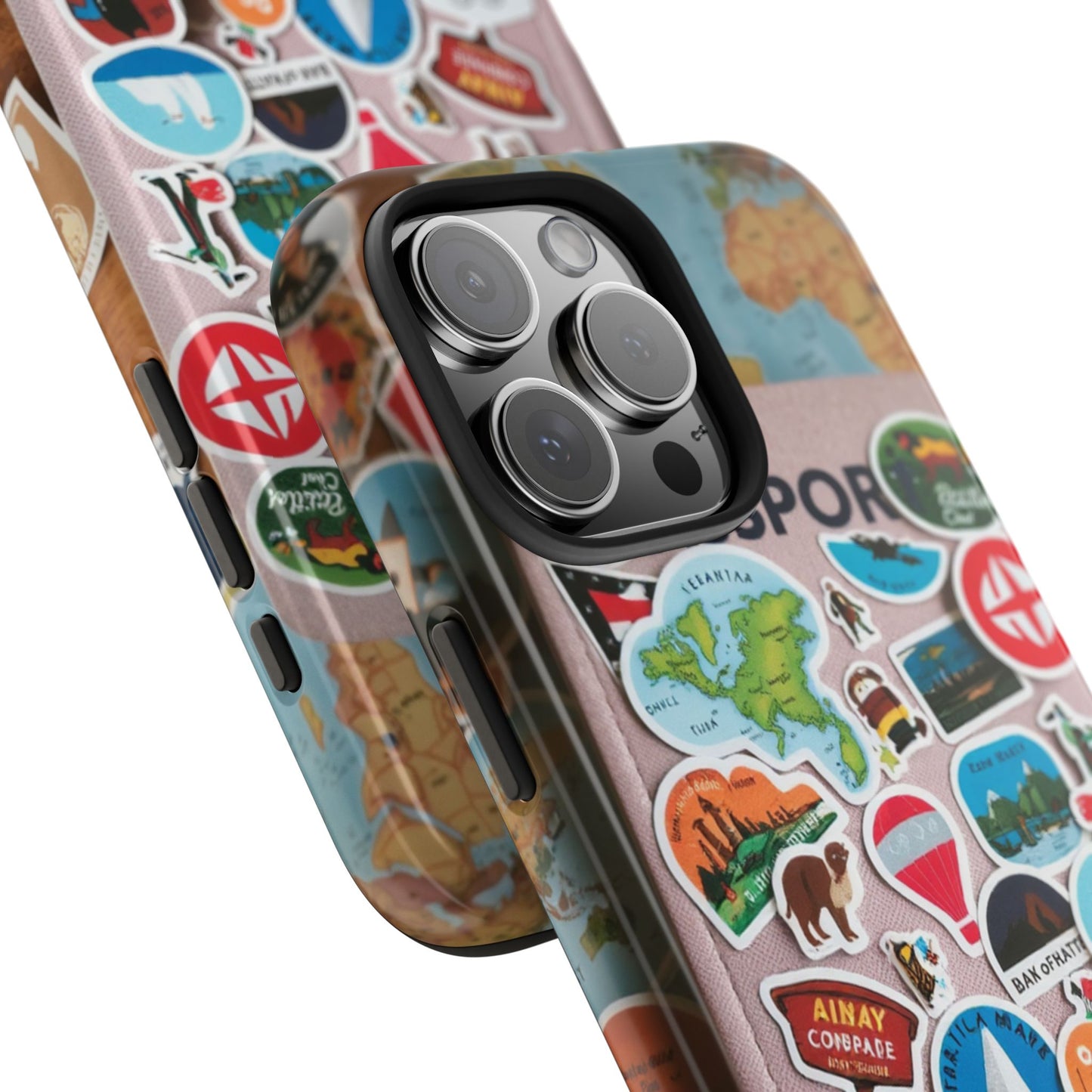Adventure Stickers Phone Case - Tough Protection for Travel Lovers