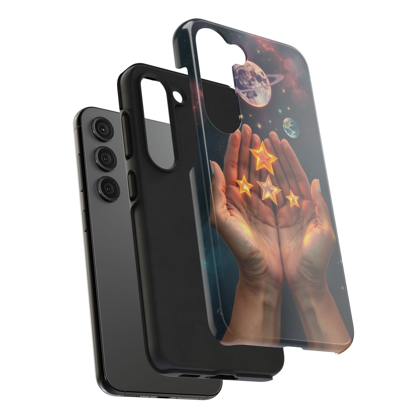 Galaxy Hands Tough Phone Case - Celestial Design for Star Lovers