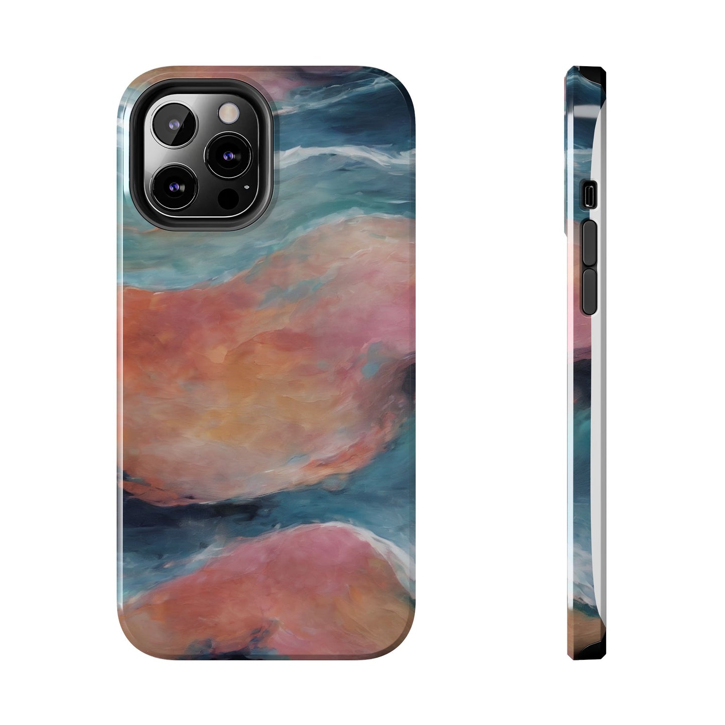 Artistic Painted Sea Tough Phone Case - Abstract Waves Design - for iPhone