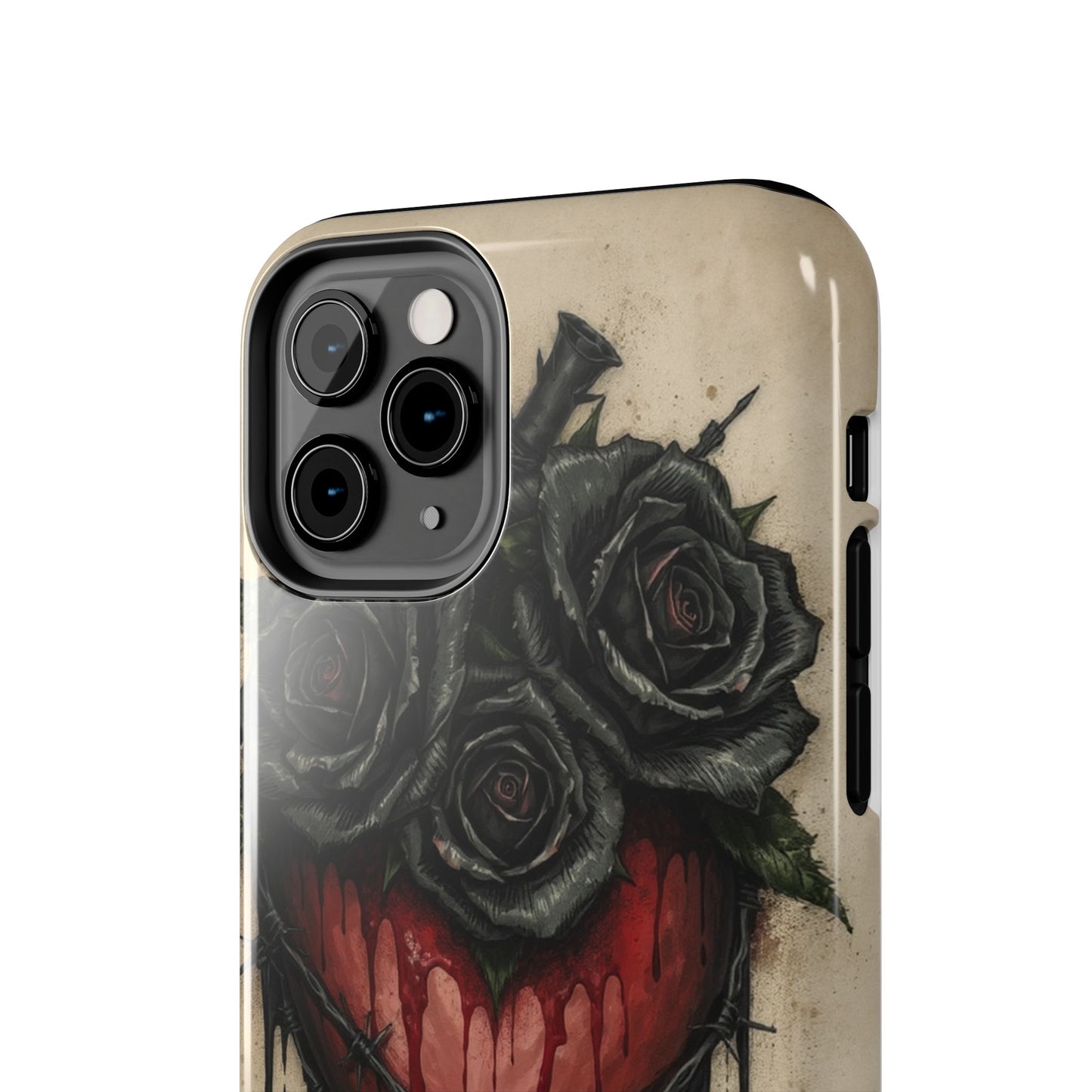 Gothic Heart Phone Case with Roses - Tough & Durable Design