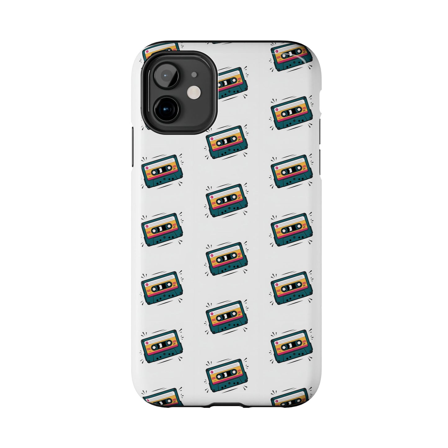 Retro Cassette Tape Phone Case Pattern - White