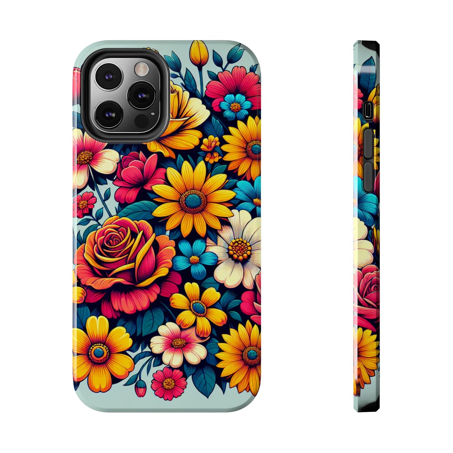Vibrant Floral Tough Phone Case - Colorful Flower Design - for iPhone