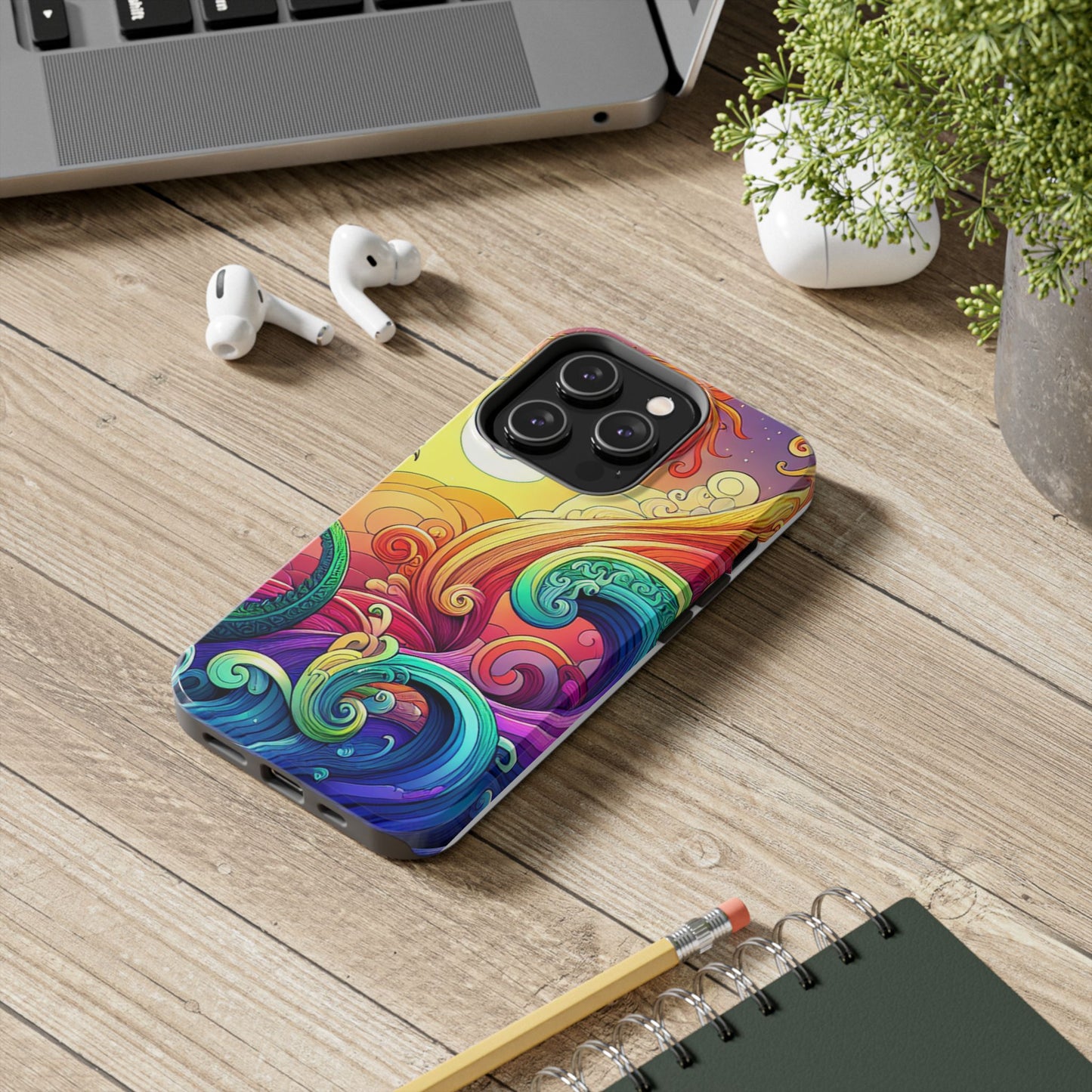 Fantasy Ocean Waves Tough Phone Case - Colorful Protective Cover - for iPhone