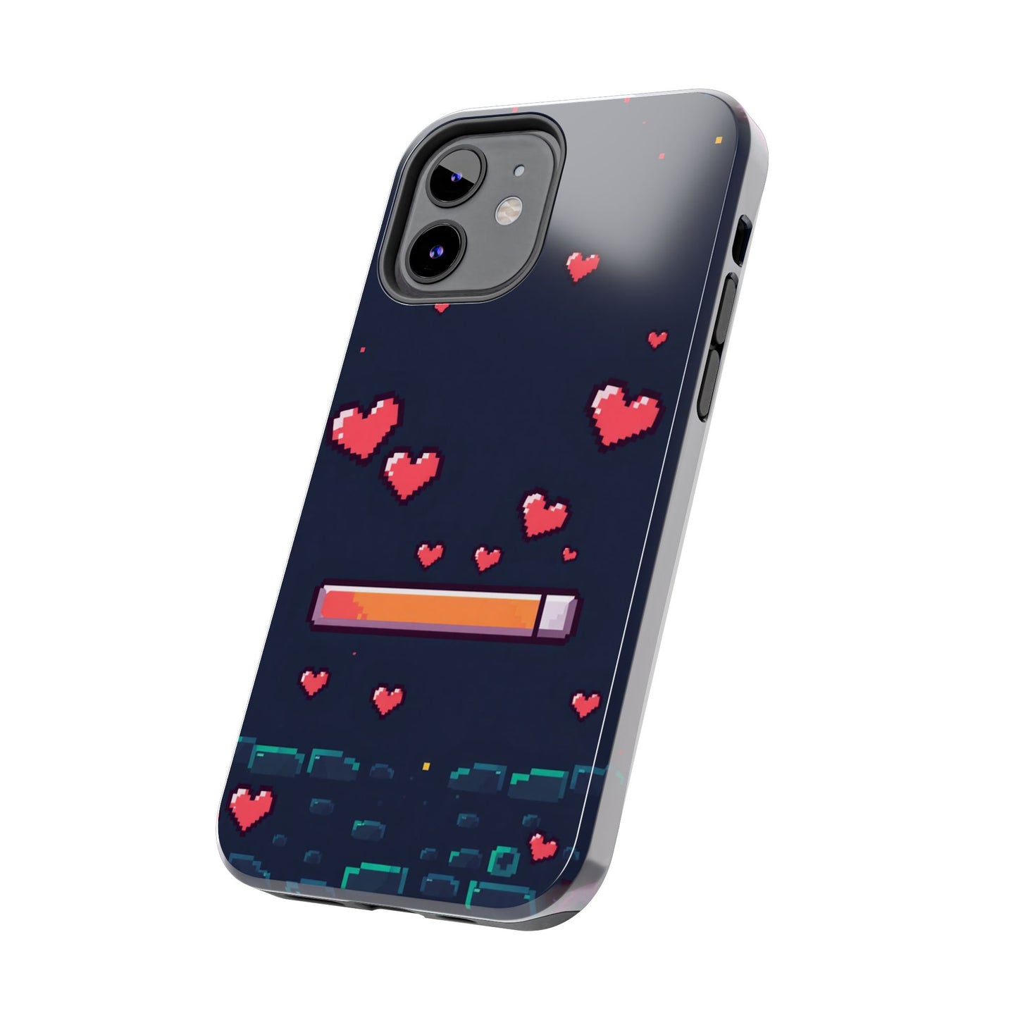 Pixel Heart Tough Phone Case - Retro Gamer Style for Valentine's Day