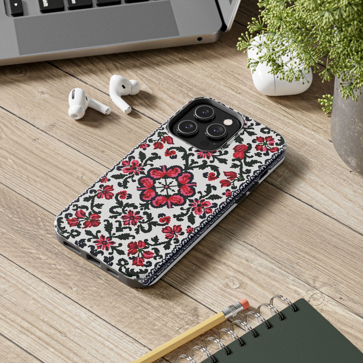 Traditional Knit Floral Design | Tough Phone Case - Durable Protection for iPhone