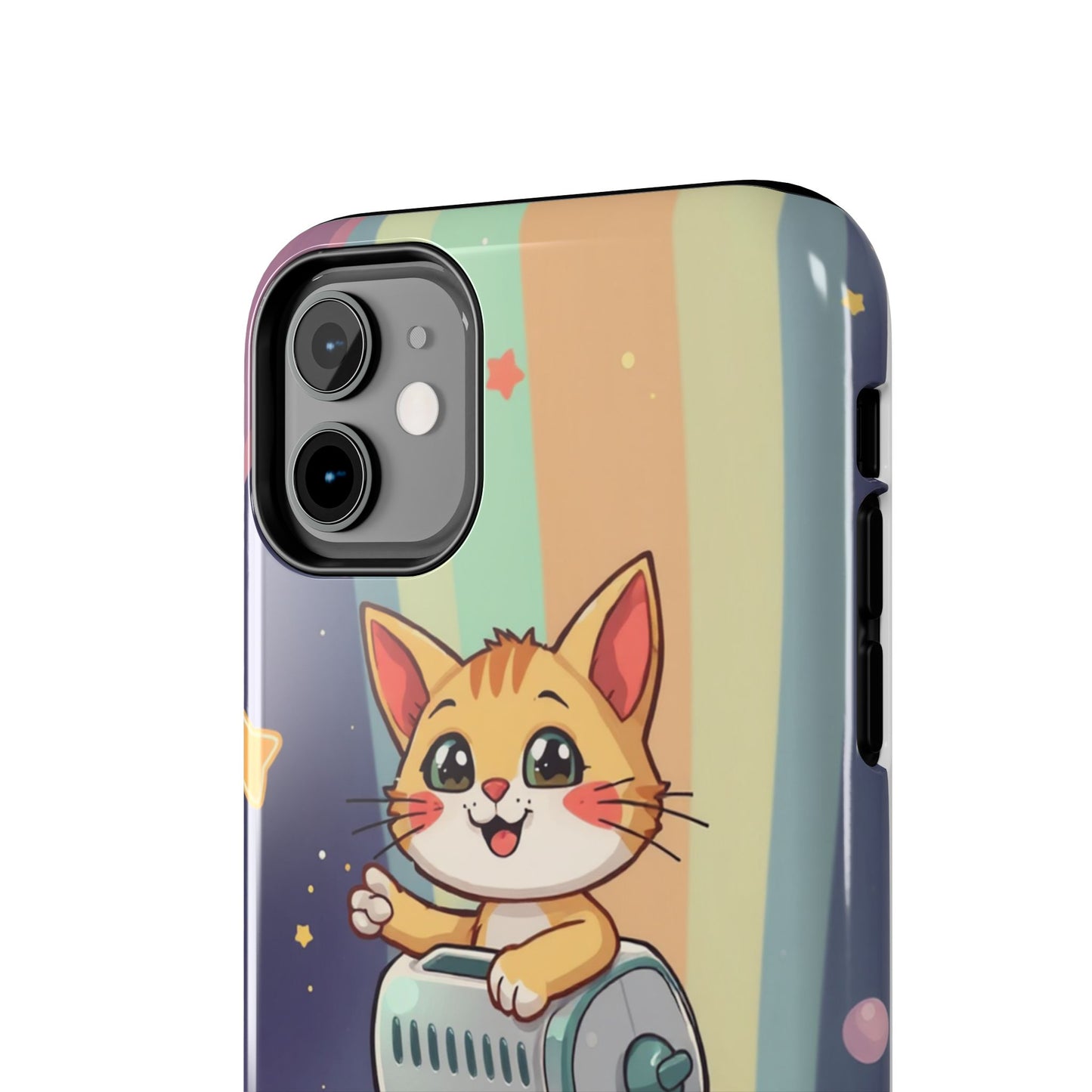 Cute Cat Rocket Phone Case - Vibrant and Playful Tough Case