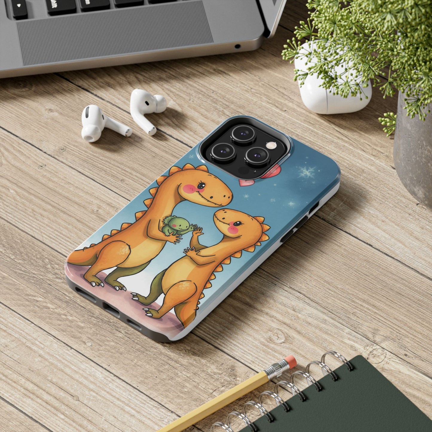 Dino Love Tough Phone Case - Cute & Durable Design for Kids & Parents