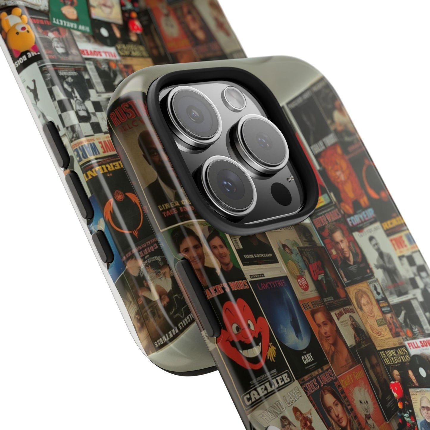 Retro Vibe Tough Phone Case - Vintage Movie Posters & Plush Toys Design