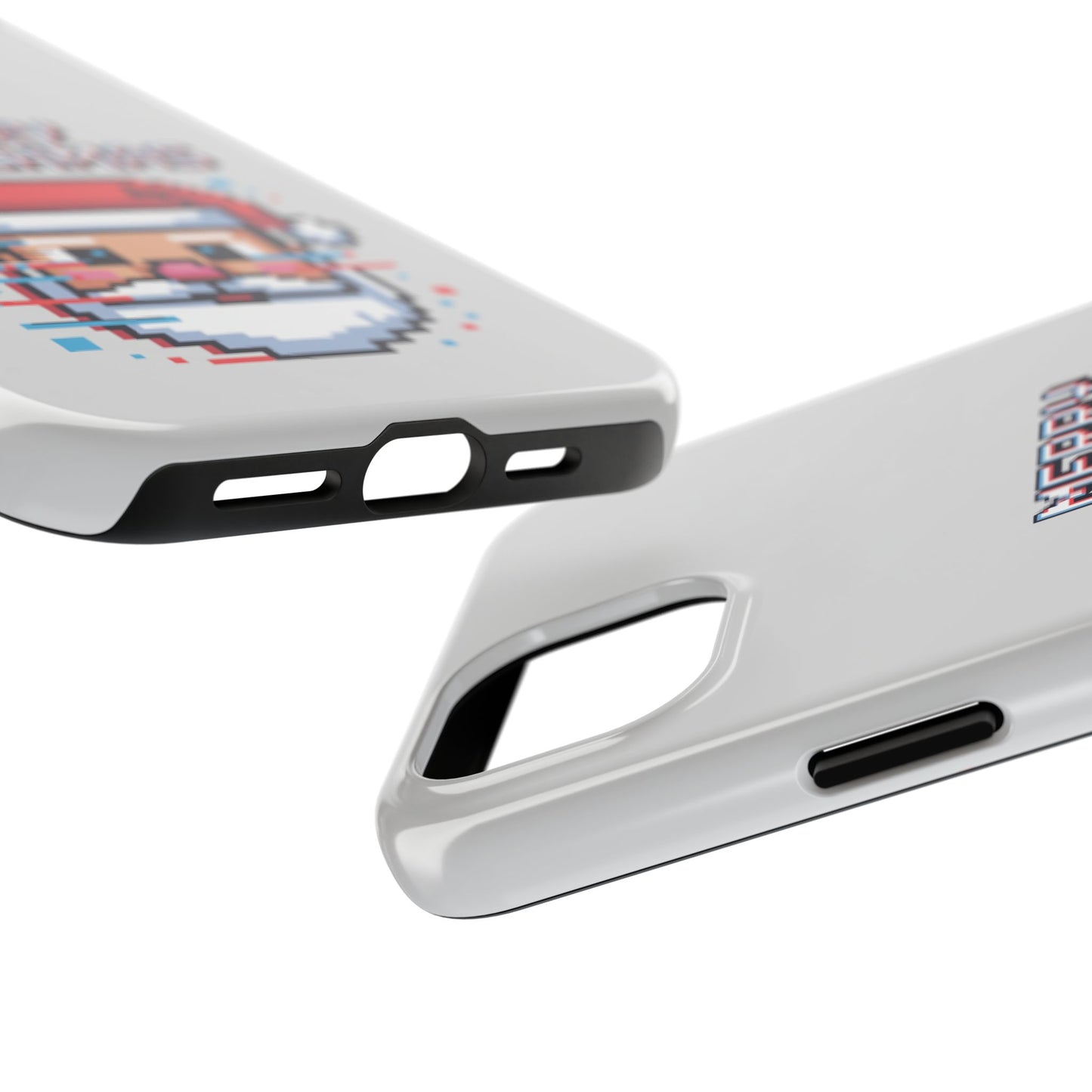 Merry Glitchmas Phone Case - Christmas Pixel Art Design for iPhone