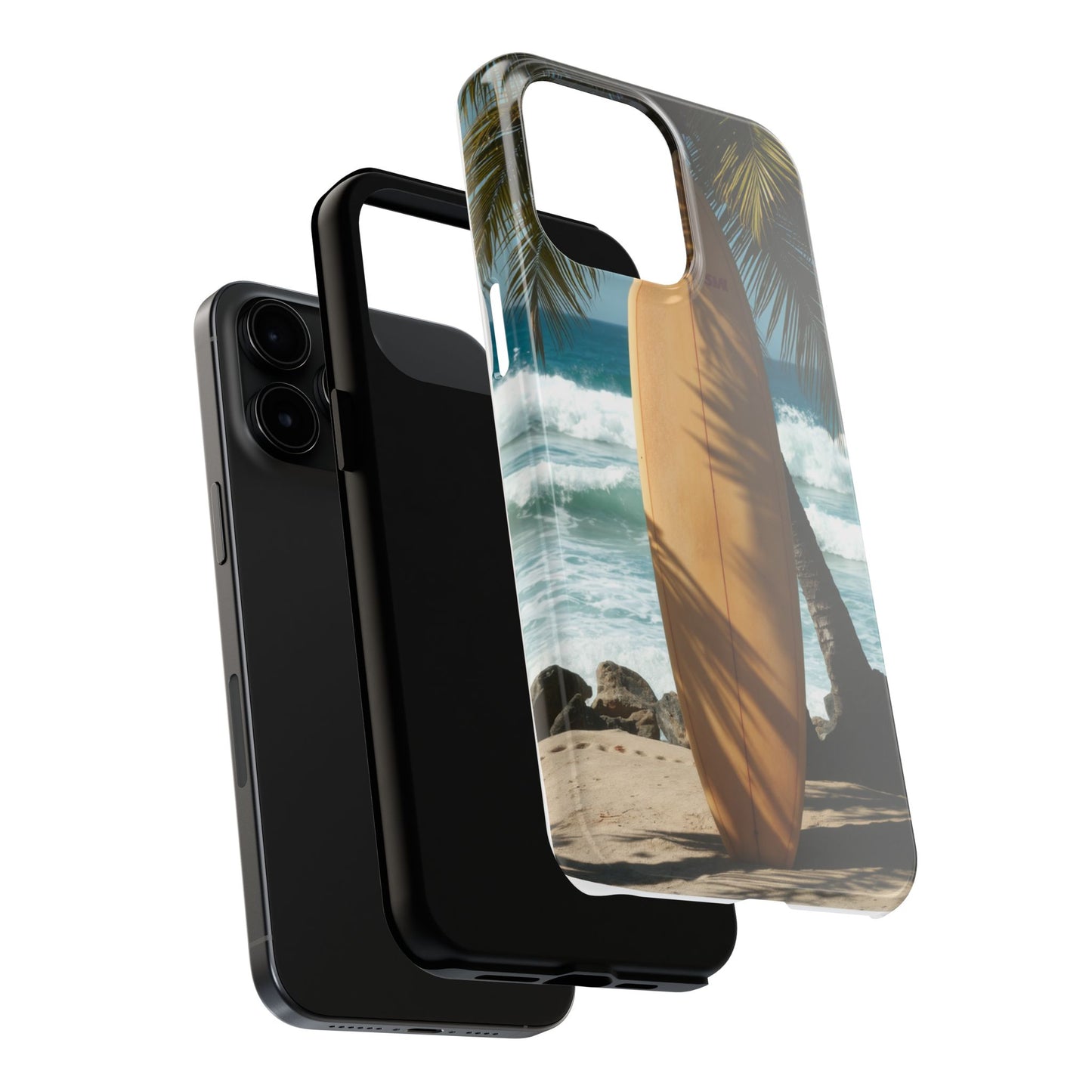 Tough Surfing Phone Case - Beach Vibes with Palm Trees & Surfboard