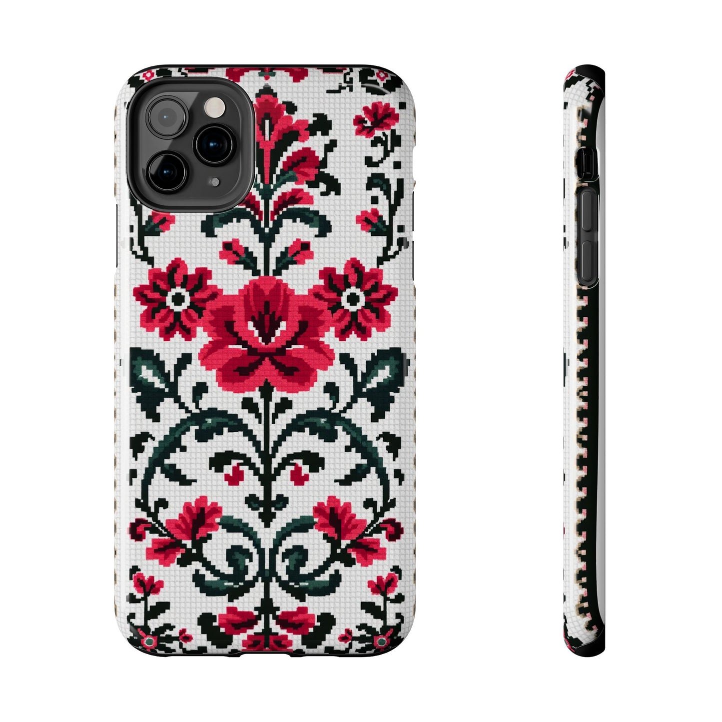 Traditional Floral Knit Tough Phone Cases - Durable Protection with Vintage Style - for iPhone