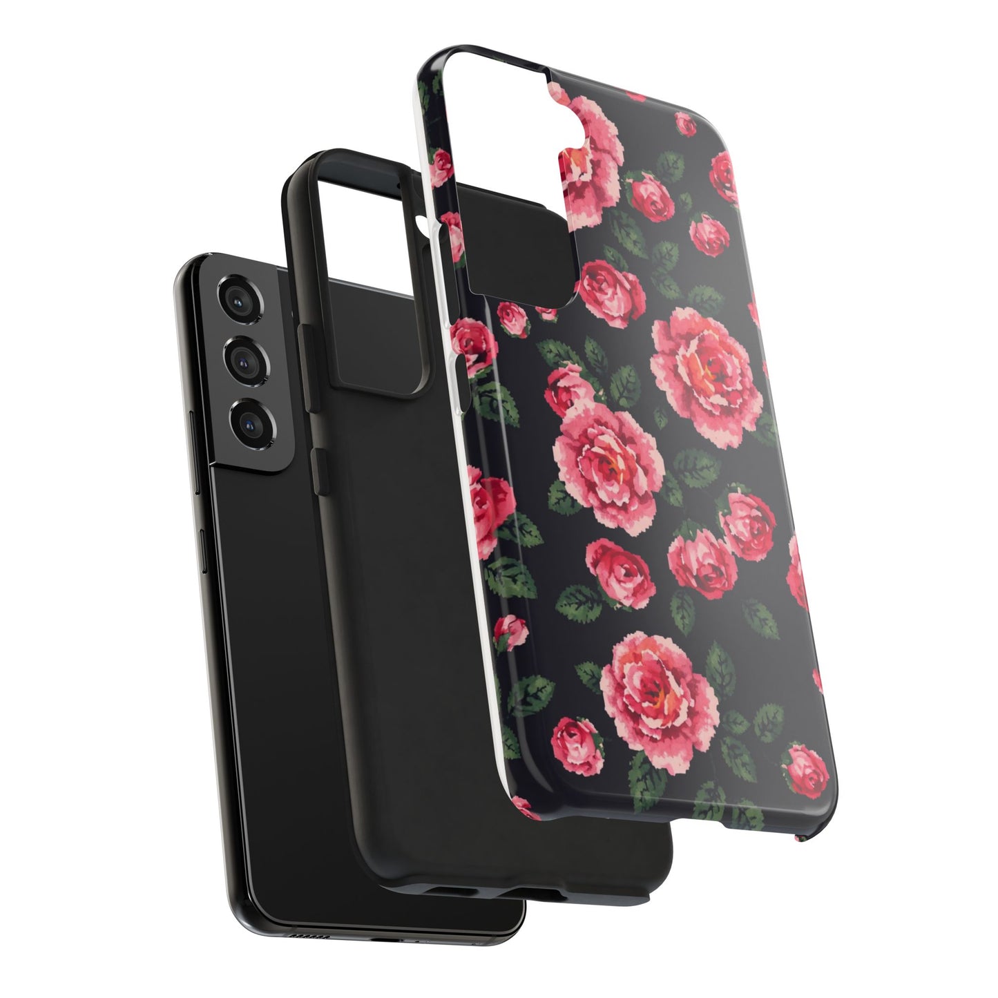 Pixelated Floral Tough Phone Case - Elegant Rose Design for Protection & Style - for iPhone