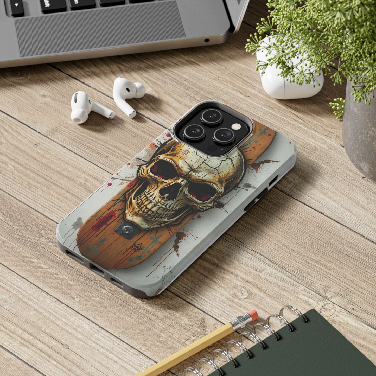 Edgy Skull Tough Phone Case - Durable Protection for Skateboard Enthusiasts