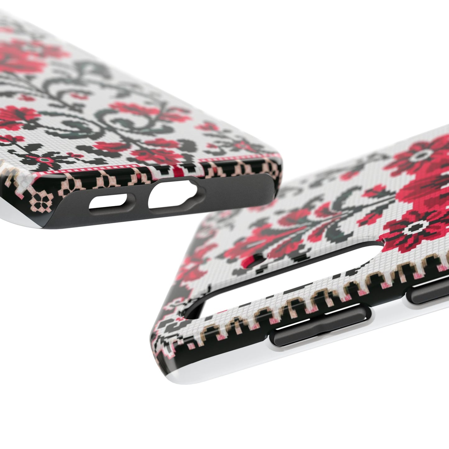 Traditional Floral Knit Tough Phone Cases - Durable Protection with Vintage Style - for iPhone