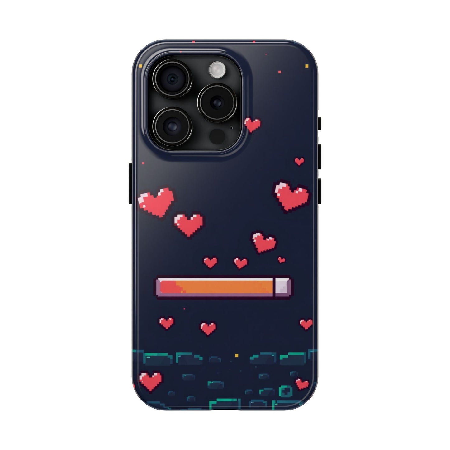 Pixel Heart Tough Phone Case - Retro Gamer Style for Valentine's Day