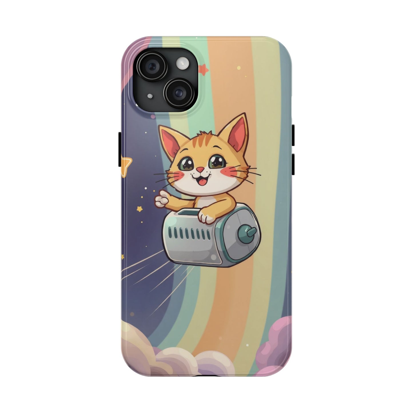 Cute Cat Rocket Phone Case - Vibrant and Playful Tough Case