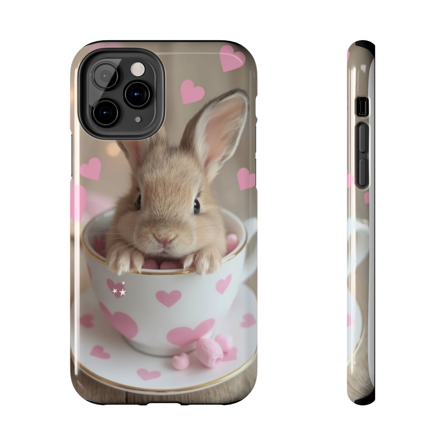 Adorable Bunny Phone Case with Heart Design - Cute Gift for Animal Lovers