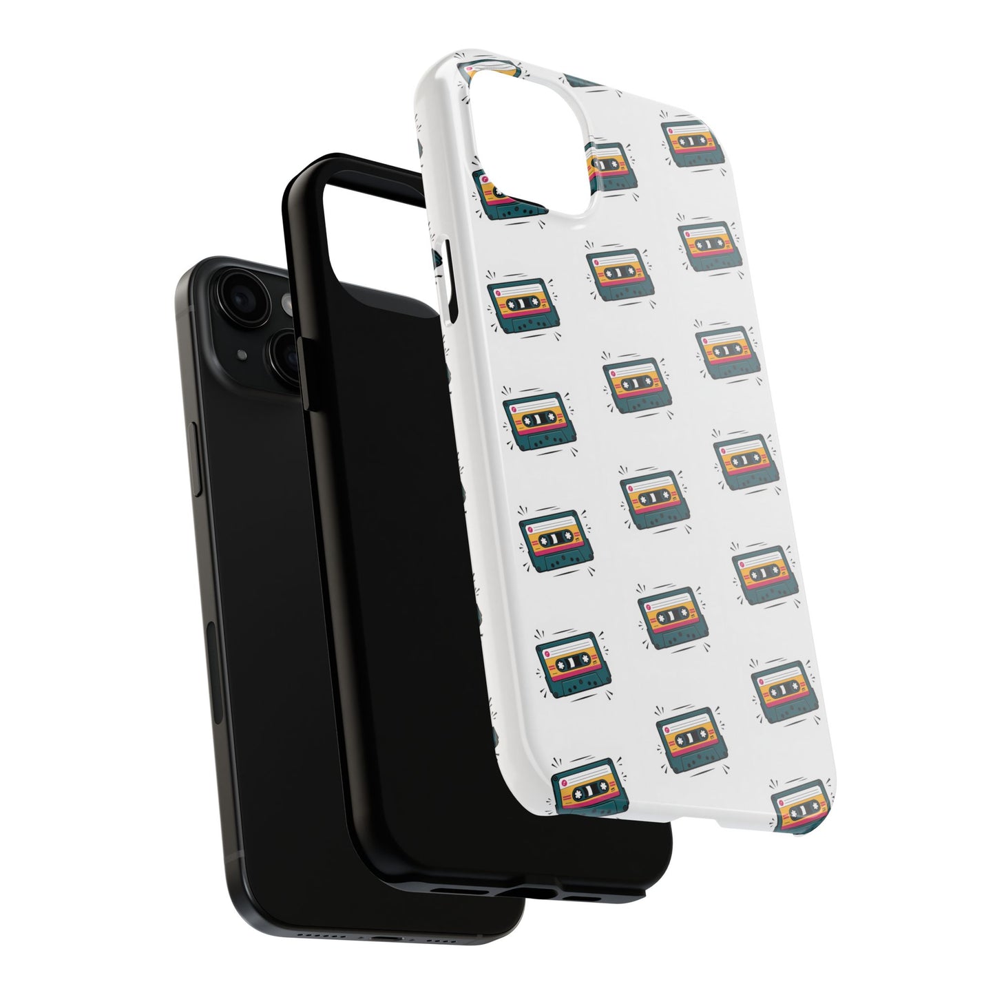 Retro Cassette Tape Phone Case Pattern - White