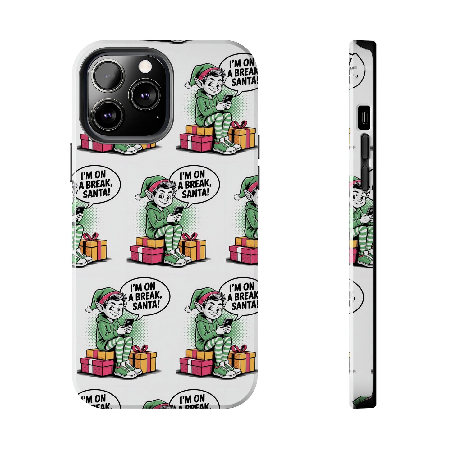Christmas Elf Tough Phone Case - I'm on a Break, Santa Pattern!