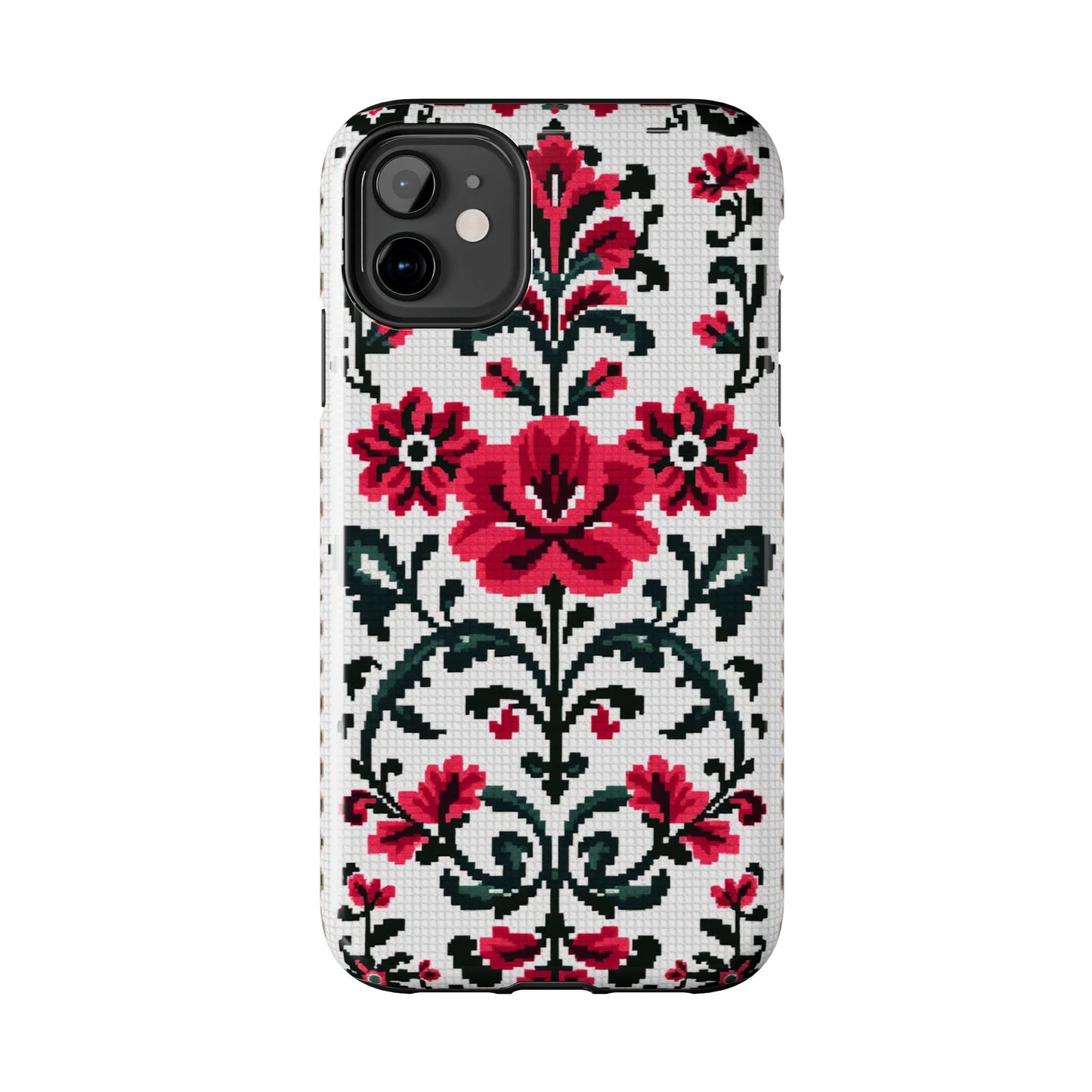 Traditional Floral Knit Tough Phone Cases - Durable Protection with Vintage Style - for iPhone