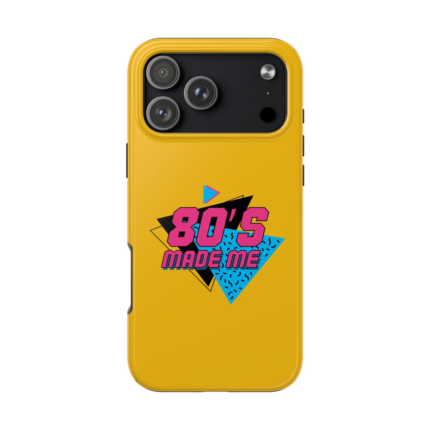 80's Made Me Tough Phone Case - Retro Yellow Silicone Cover - for iPhone