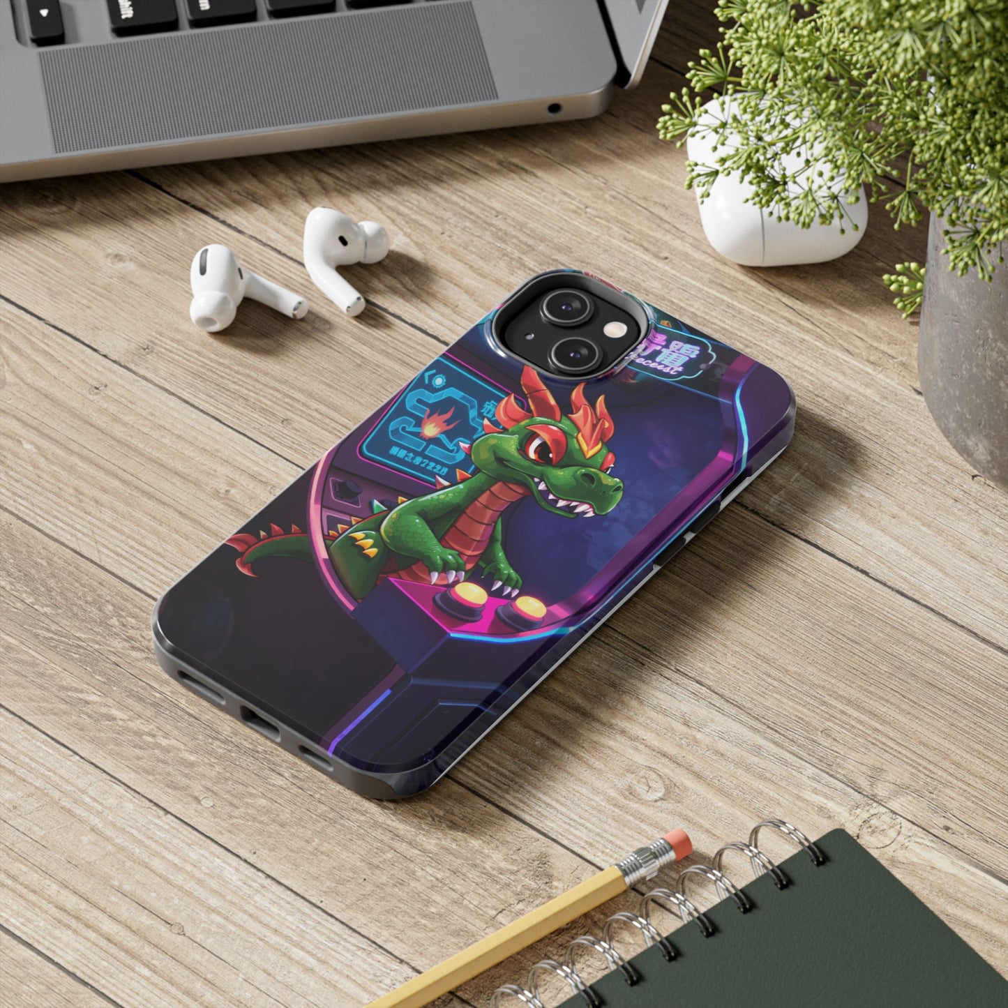 Retro Gamer Tough Phone Case with Dragon Design