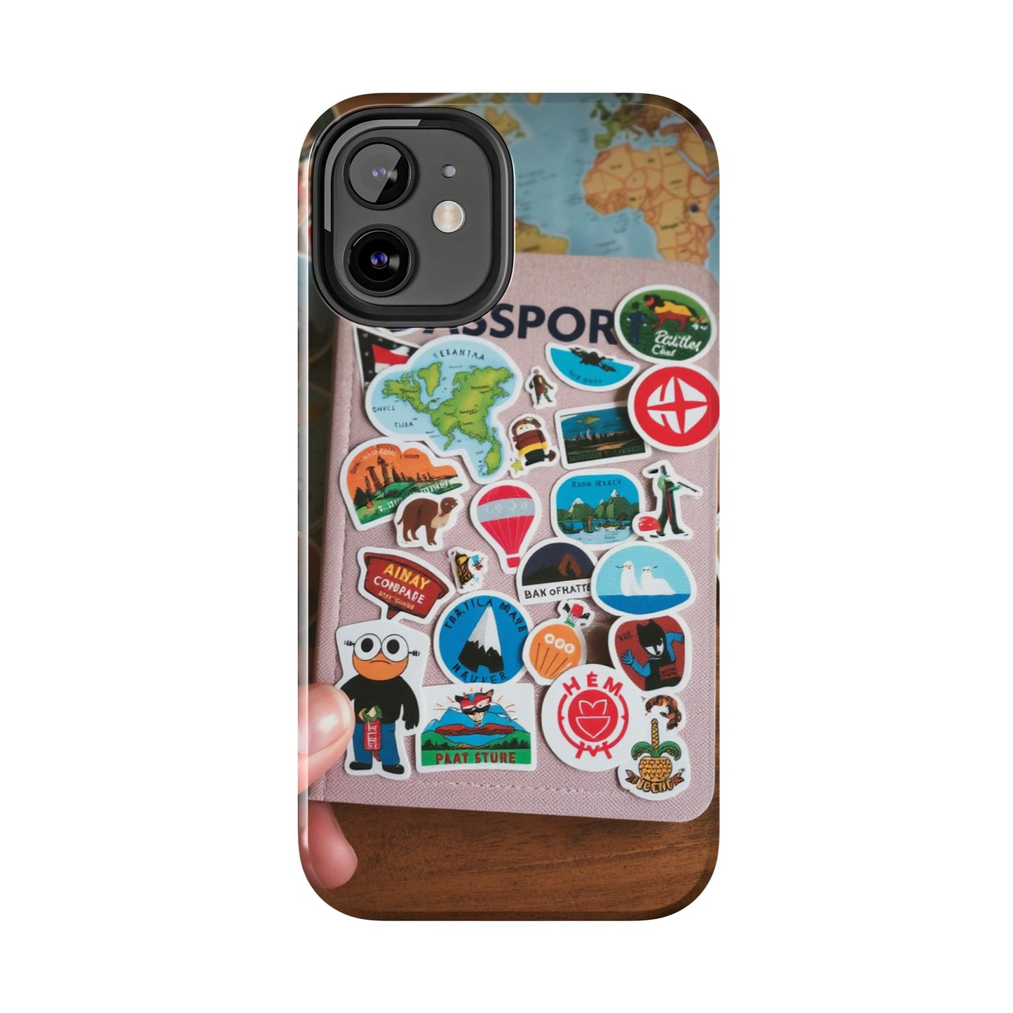 Adventure Stickers Phone Case - Tough Protection for Travel Lovers